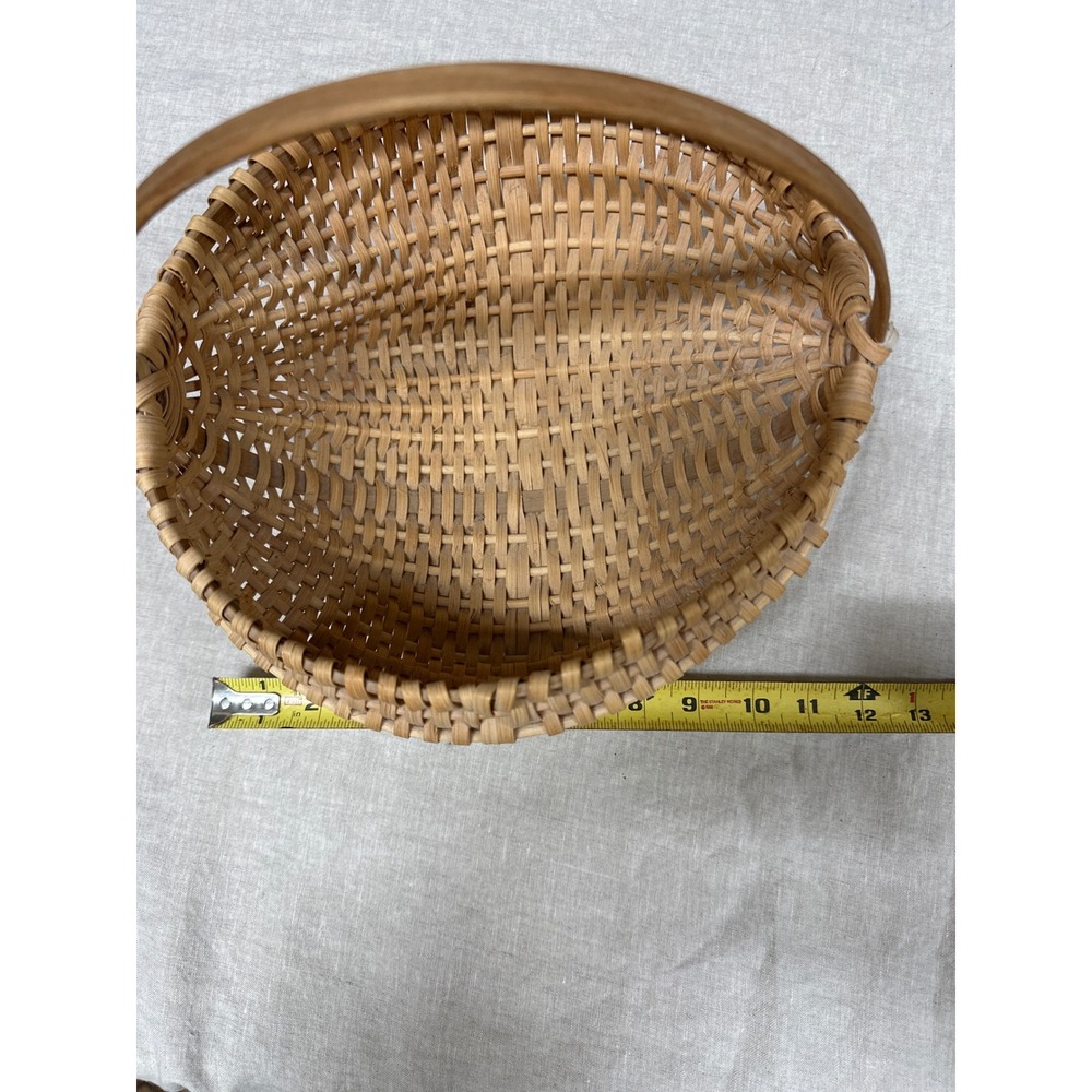 Handwoven Wicker Oval Storage Basket with Fixed Handle Natural Brown 12in